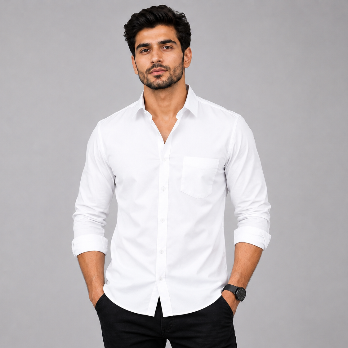 Men's Solid Regular Fit Casual Shirt