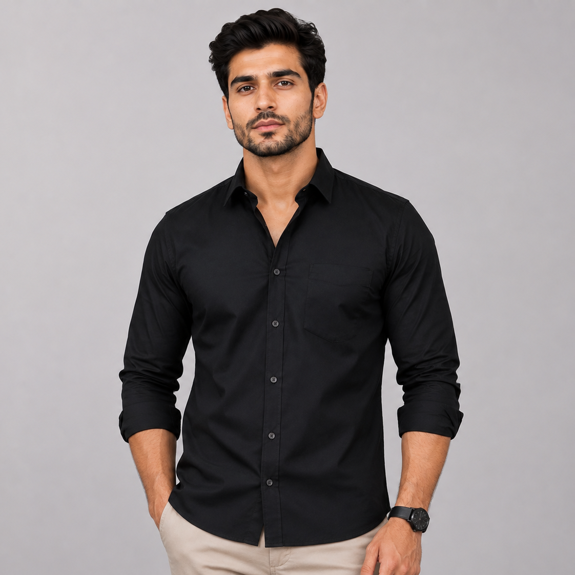 Men's Solid Regular Fit Casual Shirt