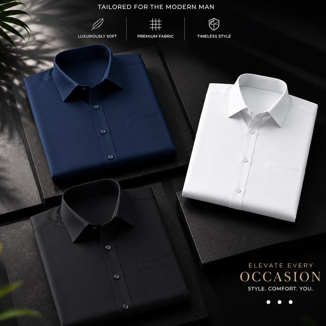 Cotton Solid Shirt Combo Pack of 3 | Regular Fit | Full Sleeves | Casual & Formal Wea