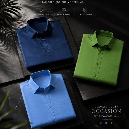 Cotton Solid Shirt Combo Pack of 3 | Regular Fit | Full Sleeves | Casual & Formal Wear