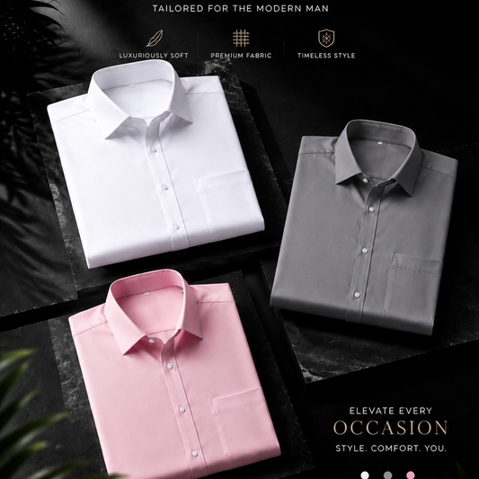 Cotton Solid Shirt Combo Pack of 3 | Regular Fit | Full Sleeves | Casual & Formal Wear