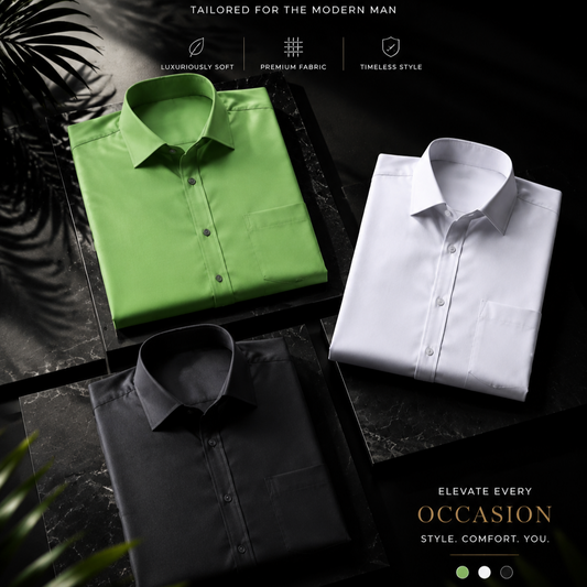 Cotton Solid Shirt Combo Pack of 3 | Regular Fit | Full Sleeves | Casual & Formal Wear